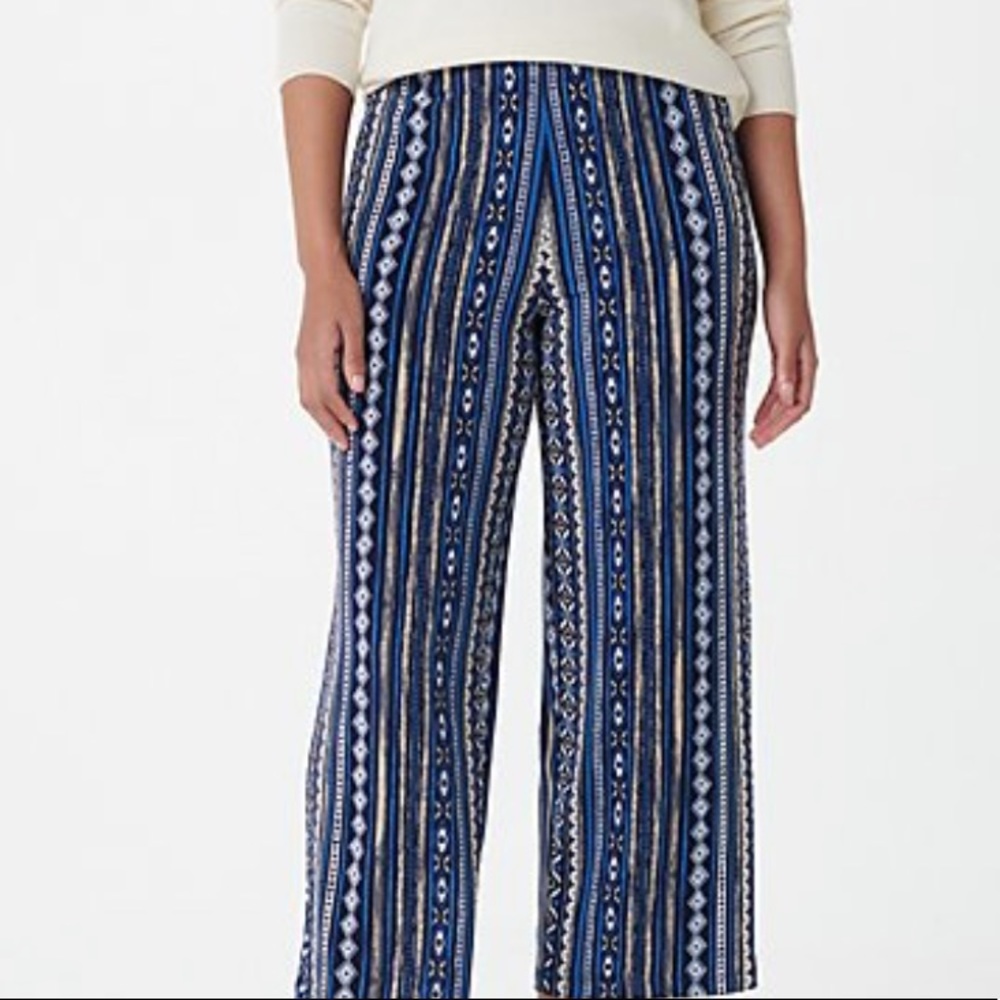 IN San Francisco blue casual tribal print wide leg pants size large